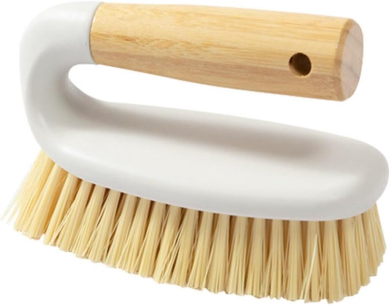 XFSPYY Wooden Handled Brush, Stiff Bristle Gravity Cleaning Brush, Multi-Purpose Brush for Bathroom Sinks, Floors, Carpets, Pools, Kitchens, Tiles, White. - Image 1